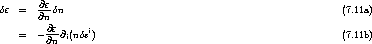         @e-
de  =   @n dn                                                     (7.11a)
         @e-     i
    =   -@n @i(nds )                                               (7.11b)
